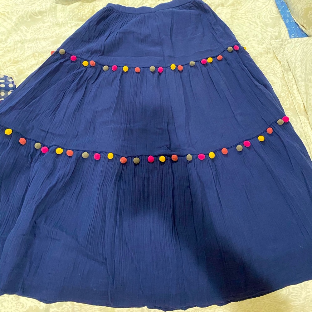 Caslon bohemian pom-pom maxi skirt tiered